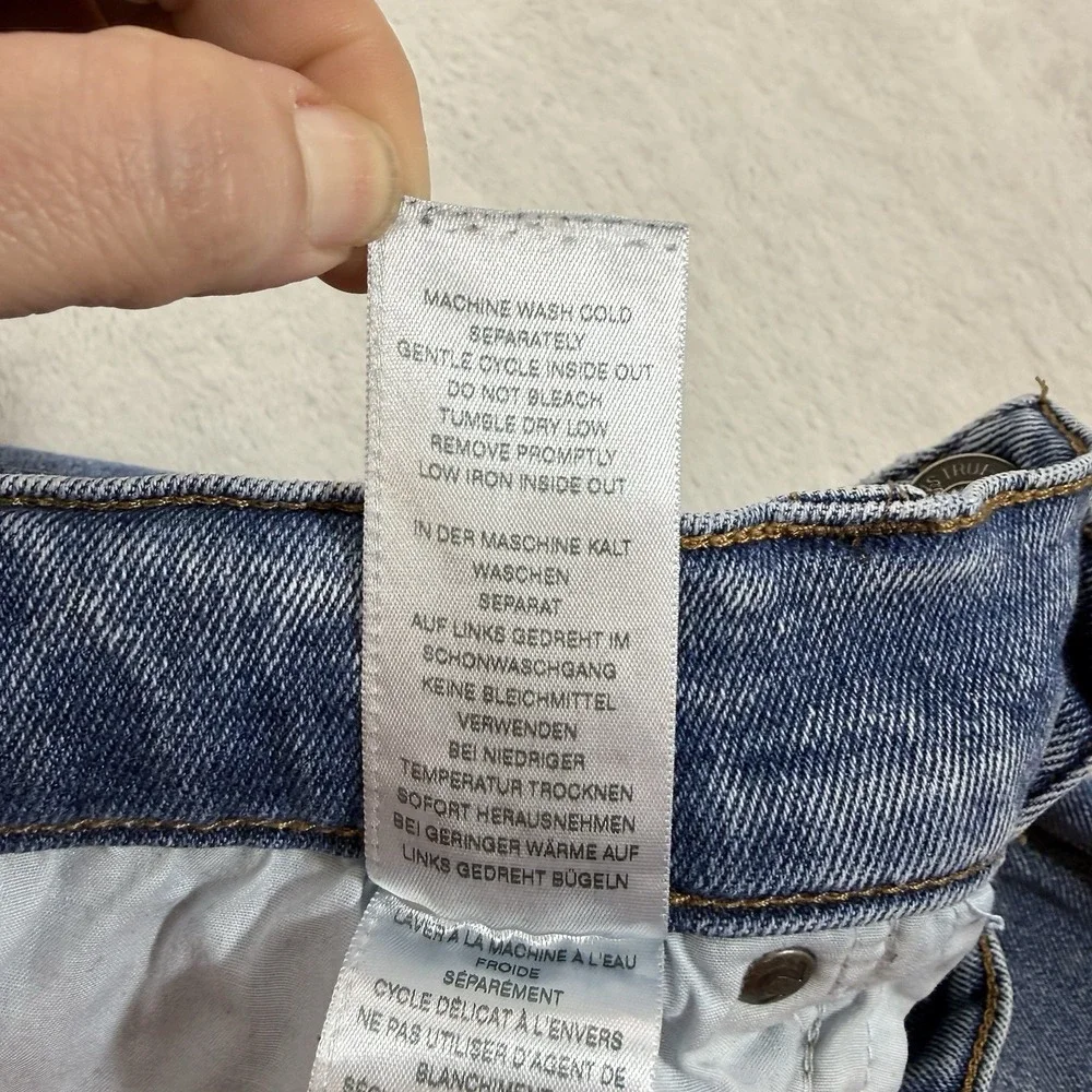 True Religion Ricky Relaxed Straight Jeans Mens 32x33 Blue Stretch USA *Flaw*